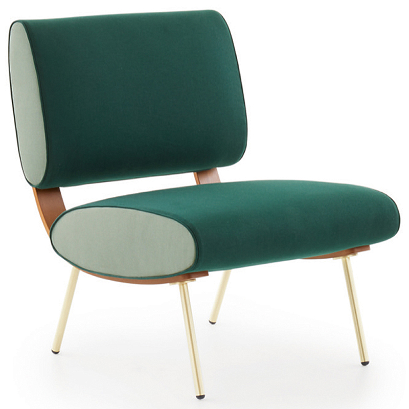 Дизайнерское кресло без подлокотников Gio Ponti ROUND D.154.5 Armchair Зеленый Коричневый Золотой Дизайнерское кресло без подлокотников Gio Ponti ROUND D.154.5 Armchair Зеленый Коричневый Золотой в Тюмени | Loft Concept