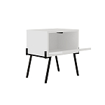 Прикроватная тумба белая с откидной резной дверцей на 4-х металлических ножках NAIVE NIGHTSTAND WHITE варинант исполнения - 1 | Loft Concept в Тюмени