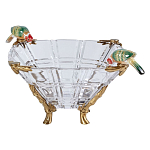 Чаша из прозрачного стекла на бронзовых ножках с фигурками попугаев Eden Garden варинант исполнения - 1 | Loft Concept в Тюмени