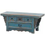 Деревянная ТВ-тумба в китайском стиле с 4-мя ящиками и резным декором голубая Luo Chinese TV Stand Blue варинант исполнения - 2 | Loft Concept в Тюмени