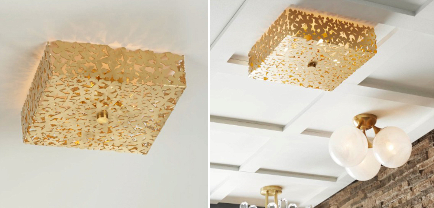 Светильник квадратный с золотыми бабочками Tommy Mitchell Square Butterfly Flush-Mount Light Светильник квадратный с золотыми бабочками Tommy Mitchell Square Butterfly Flush-Mount Light - Loft-Concept в Тюмени