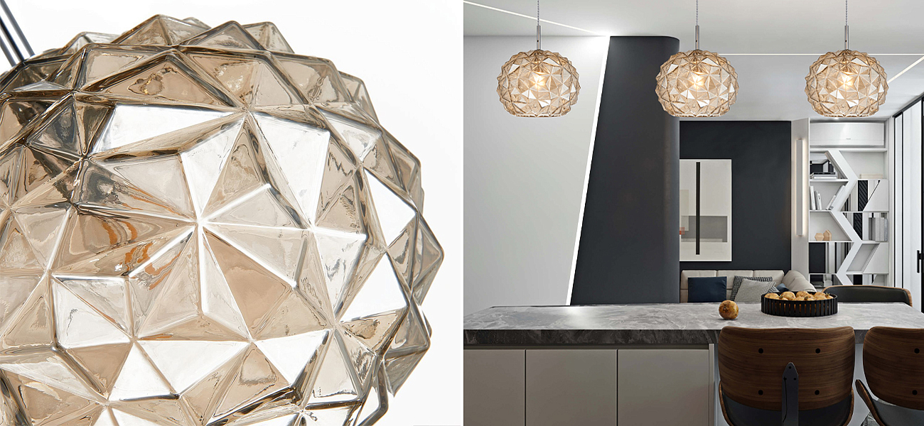 Подвесной светильник коньячного цвета Geometry Glass - Loft-Concept в Тюмени