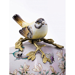 Шкатулка фиолетового цвета с рисунком бабочек и крышкой с фигуркой птицы на ветке Eden Garden варинант исполнения - 4 | Loft Concept в Тюмени