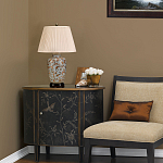 Настольная лампа с фарфоровым основанием нежно голубого цвета с золотистым цветочным рисунком и бежевым плиссированным абажуром Elstead Lighting варинант исполнения - 5 | Loft Concept в Тюмени