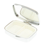 Таблетница карманная прямоугольная с 2-мя отделениями с зеркалом и накладкой из натурального камня Жадеит Silver Stone Pillboxes варинант исполнения - 3 | Loft Concept в Тюмени