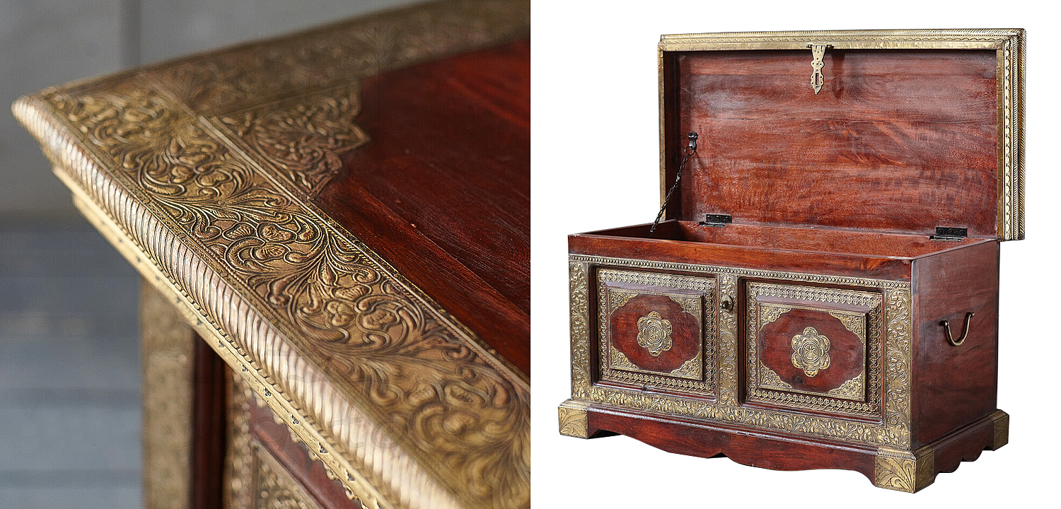 Сундук с латунной чеканкой Kanta Indian Inlaid Chest Сундук с латунной чеканкой Kanta Indian Inlaid Chest - Loft-Concept в Тюмени