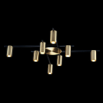 Потолочный светильник с 8-ю цилиндрическими плафонами цвета латунь TRIBES CHANDELIER варинант исполнения - 1 | Loft Concept в Тюмени