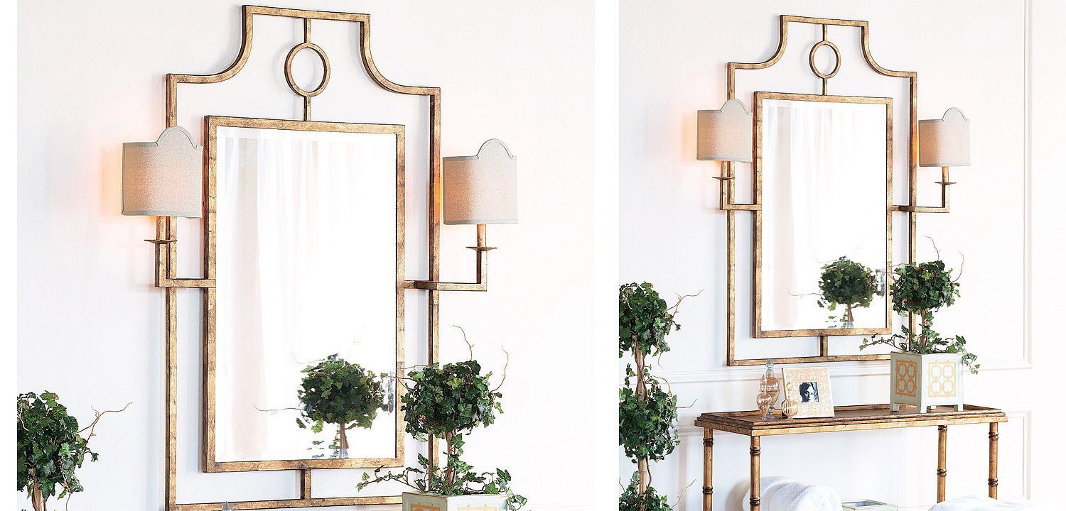 Зеркало с бра Mirror with Sconces Dairile Gold Зеркало с бра Mirror with Sconces Dairile Gold - Loft-Concept в Тюмени