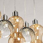 Люстра с 3-мя плафонами волнообразной формы цвета янтарь и 2-мя прозрачными шарообразными плафонами Lucid Rain  варинант исполнения - 8 | Loft Concept в Тюмени