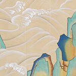 Обои ручная роспись Matsushima Waves Kano on Edo Straw India tea paper варинант исполнения - 2 | Loft Concept в Тюмени