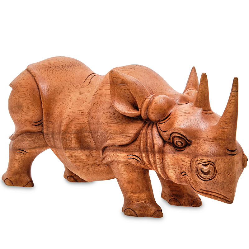 Статуэтка деревянная в виде носорога Rhino Horn Коричневый Статуэтка деревянная в виде носорога Rhino Horn Коричневый в Тюмени | Loft Concept