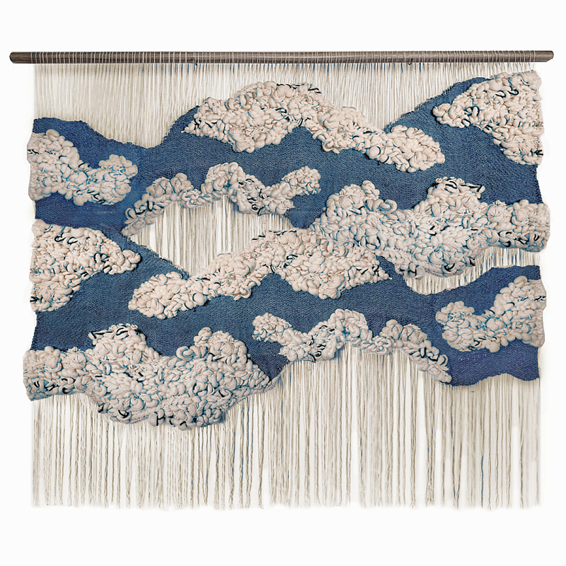 Большой дизайнерский Гобелен Misty Morning III Blue ivory ( слоновая кость ) Синий в Тюмени | Loft Concept 