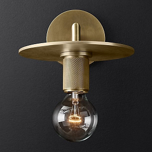 Бра Utilitaire Knurled Disk Shade Sconce Brass