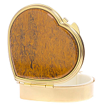 Таблетница карманная в форме сердца с 3-мя отделениями с зеркалом и накладкой из натурального камня Яшма Змеиная Gold Stone Pillboxes варинант исполнения - 2 | Loft Concept в Тюмени