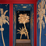 Обои с вышивкой ручной работы Deco Palms Original colourway on velvet варинант исполнения - 1 | Loft Concept в Тюмени