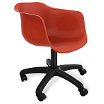 Стул пластиковый красного цвета на колесиках с подъемно-поворотным механизмом Eames Red варинант исполнения - 1 | Loft Concept в Тюмени