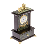 Часы настольные с декором в виде льва из натурального камня Нефрит Lion Stone Clock варинант исполнения - 2 | Loft Concept в Тюмени