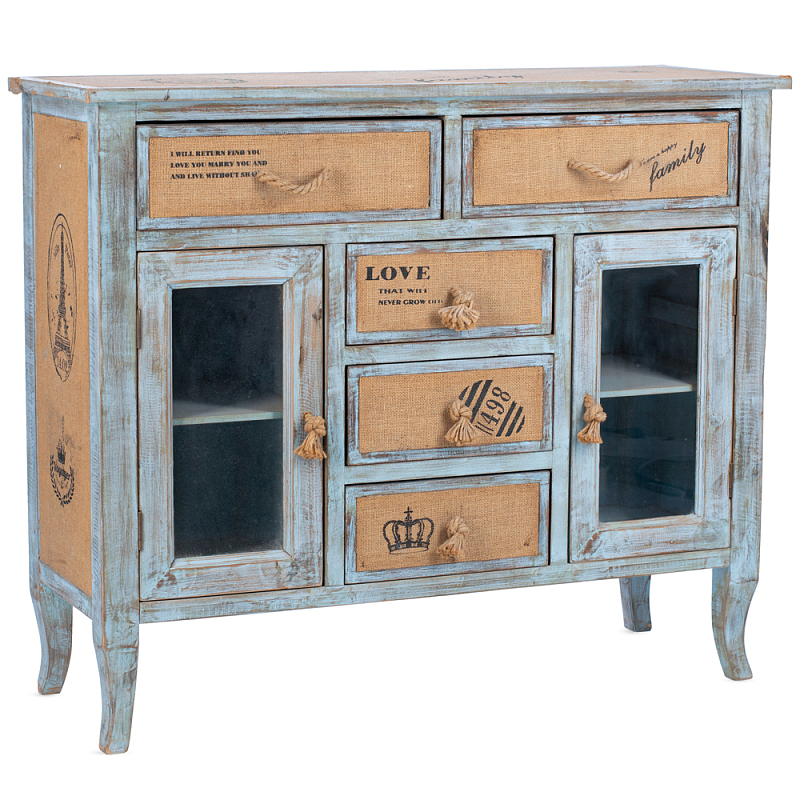 Комод в стиле прованс Beige-Blue Provence Бежевый Винтажный голубой Комод в стиле прованс Beige-Blue Provence Бежевый Винтажный голубой в Тюмени | Loft Concept