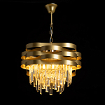 Люстра цвета матового золота с металлическими лентами и длинными прозрачными подвесками Gilded Waves варинант исполнения - 3 | Loft Concept в Тюмени