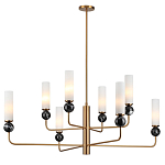 Люстра на штанге с 8-ю цилиндрическими матовыми плафонами и шарами из камня Orb Essence варинант исполнения - 5 | Loft Concept в Тюмени