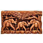 Панно из дерева слоны Panel With Animals варинант исполнения - 1 | Loft Concept в Тюмени