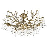 Потолочная люстра в виде ветвей деревьев золотого цвета с прозрачными подвесками-каплями Droplet Chandelier варинант исполнения - 3 | Loft Concept в Тюмени