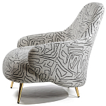 Кресло мягкое с принтом на золотистых ножках Onlooker варинант исполнения - 1 | Loft Concept в Тюмени