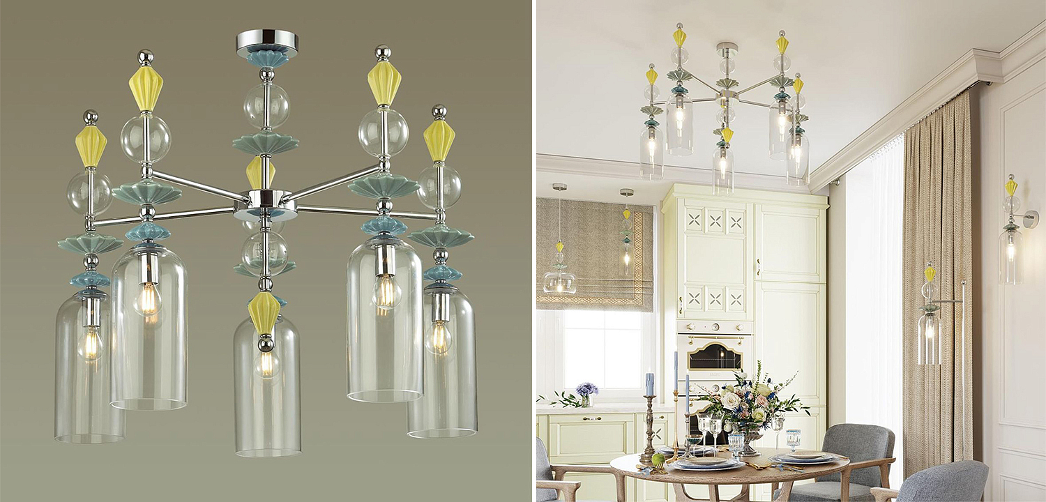 Люстра Iris Glass Chandelier candy 5 chrome Люстра Iris Glass Chandelier candy 5 chrome - Loft-Concept в Тюмени