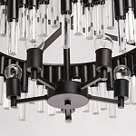 Люстра круглая из матового черного металла с подвесками из прозрачных стеклянных трубок Noir Tubes варинант исполнения - 10 | Loft Concept в Тюмени