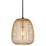 Подвесной светильник со стеклянным плафоном цилиндрической формы и металлической сеткой Metal Mesh Gold варинант исполнения - 1 | Loft Concept в Тюмени