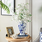 Ваза с бело-синей росписью и изображением цветов Blue & White Ornament варинант исполнения - 5 | Loft Concept в Тюмени
