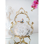 Конфетница с бронзовой ручкой и фарфоровой птичкой на крышке Eden Garden варинант исполнения - 4 | Loft Concept в Тюмени