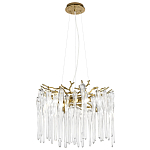 Люстра подвесная круглая в виде ветвей деревьев бронзового цвета с прозрачными подвесками-каплями Droplet Chandelier варинант исполнения - 3 | Loft Concept в Тюмени