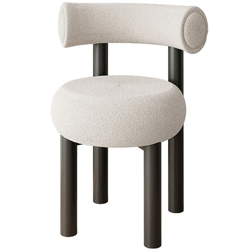 Стул с обивкой букле Pierres Grey Boucle Chair Серый Черный Стул с обивкой букле Pierres Grey Boucle Chair Серый Черный в Тюмени | Loft Concept