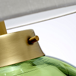 Настольная лампа с шарообразным прозрачным основанием из цветного переработанного стекла и белым цилиндрическим абажуром Elstead Lighting варинант исполнения - 2 | Loft Concept в Тюмени