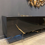 Дизайнерский комод чёрный глянцевый с основанием в виде золотых ветвей Meta Credenza  варинант исполнения - 3 | Loft Concept в Тюмени