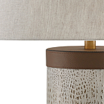 Настольная лампа с тканевым абажуром и основанием из кожи Leather Column варинант исполнения - 1 | Loft Concept в Тюмени
