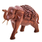 Статуэтка из дерева суар в виде слона в традиционном облачении Elephant in blanket варинант исполнения - 1 | Loft Concept в Тюмени