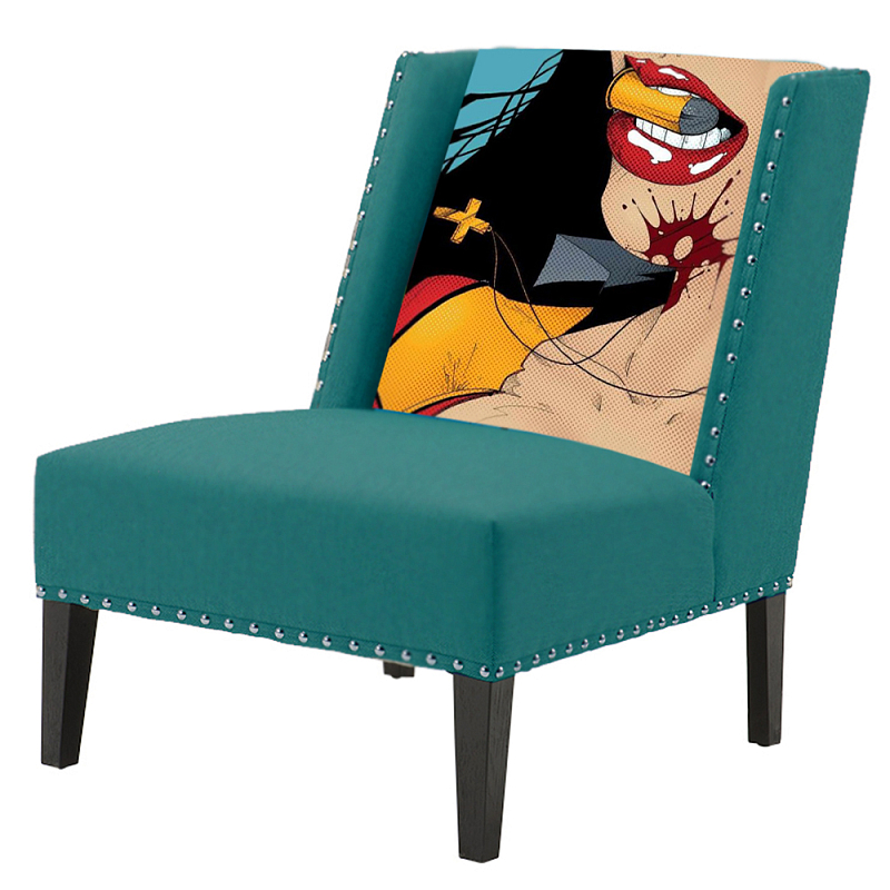 FUN Armchair "Super woman" Turquoise Дизайнерское кресло с цветным принтом Бирюзовый FUN Armchair "Super woman" Turquoise Дизайнерское кресло с цветным принтом Бирюзовый в Тюмени | Loft Concept