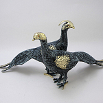 Статуэтка бронзовая пара Павлины синие Bronze Birds варинант исполнения - 1 | Loft Concept в Тюмени