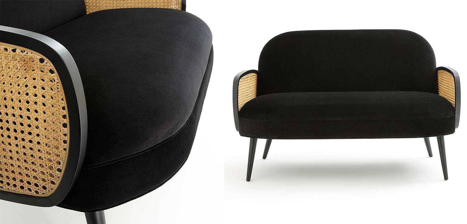 Диван Morten Wicker Black Sofa Черный Диван Morten Wicker Black Sofa Черный - Loft-Concept в Тюмени