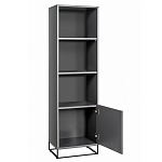 Стеллаж книжный цвета графит с 3-мя открытыми полками и дверкой Strict Lines варинант исполнения - 2 | Loft Concept в Тюмени