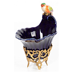 Чаша темно-синего цвета из фарфора с разноцветной птичкой Eden Garden porcelain and bronze варинант исполнения - 1 | Loft Concept в Тюмени