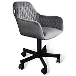 Стул с мягкой серой обивкой из велюра и подъемно-поворотным механизмом на черных колесиках Harper Gray варинант исполнения - 1 | Loft Concept в Тюмени