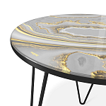 Стол журнальный c круглой столешницей из стекла серого цвета Gray and Gold Marble варинант исполнения - 3 | Loft Concept в Тюмени