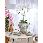 Блюдо из голубого фарфора с бронзовой ручкой в виде ветки Blue Garden варинант исполнения - 4 | Loft Concept в Тюмени