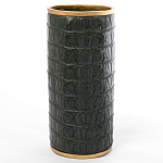 Ваза с декором из эко-кожи Leather Vase Green варинант исполнения - 2 | Loft Concept в Тюмени