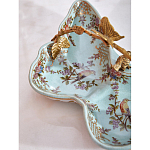 Блюдо из голубого фарфора с бронзовой ручкой в виде ветки Blue Garden варинант исполнения - 6 | Loft Concept в Тюмени