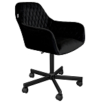 Стул с мягкой черной обивкой из велюра и подъемно-поворотным механизмом на колесиках Harper Black варинант исполнения - 1 | Loft Concept в Тюмени