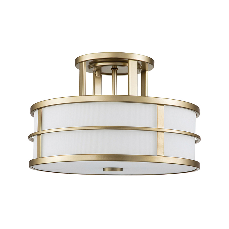 Потолочный светильник с белым матовым абажуром в металлическом каркасе Feiss Белый Латунь в Тюмени | Loft Concept 